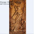 Home decoration  handmade wall hanging carved  wood wall paneling lady girl wood carving paneling